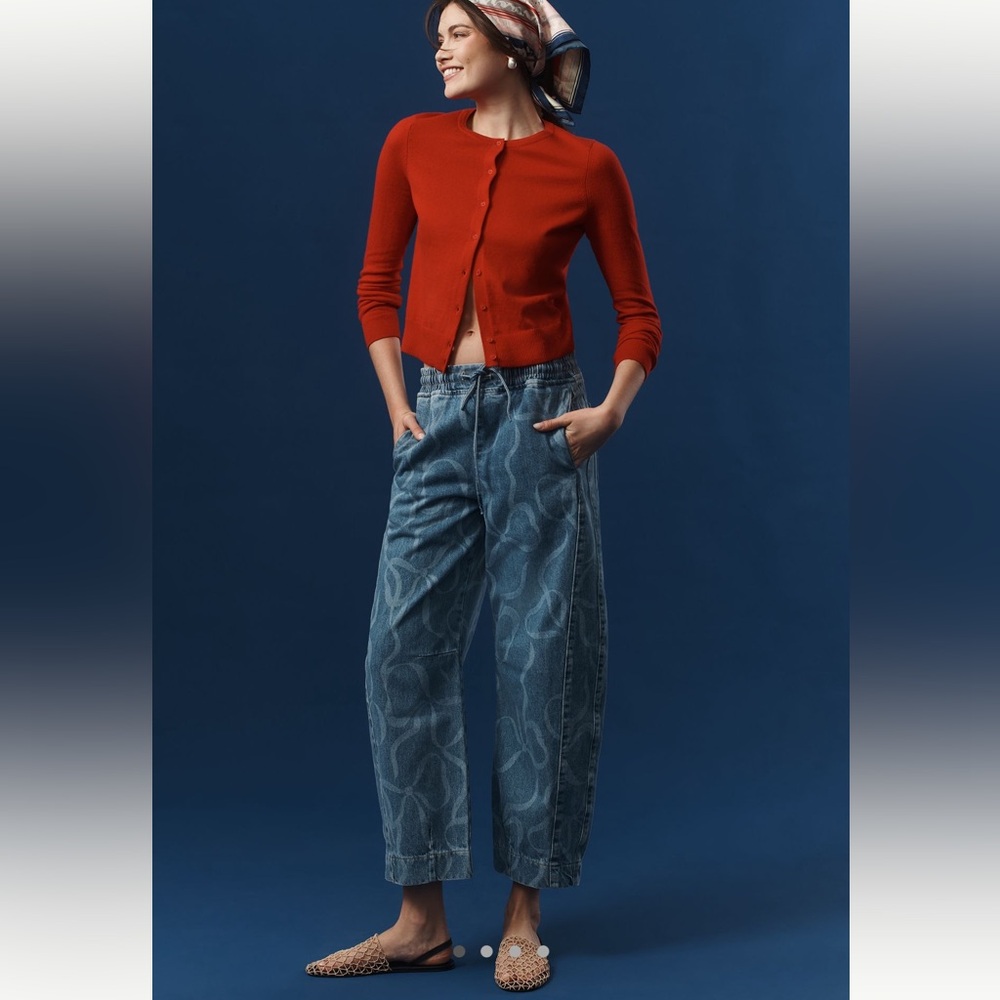 NWT Damson Madder Felix Blue Bow Barrel Jeans
